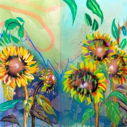 Färgsprakande solrosblommor