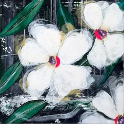 Vita abstrakta blommor