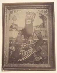 [Fath-Ali Shah, målning som en gång tillhörde Hmah [] Saula, kungens farbror.], 1840-60-tal.