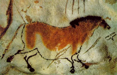 En häst, ca 15 000-10 000 f.Kr. (pigment på sten)