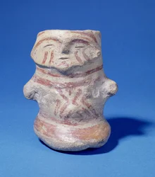 Kärl i mänsklig form, Hacilar, Turkiet, ca 5500 f.Kr. (målad keramik)