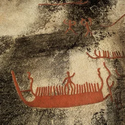 Figurer på en båt, c.1000 f.Kr. (hällmålning)