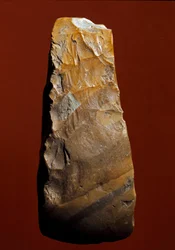 Prehistoire: verktyg av typen chopper av litisk tillverkning av Kjokkenmoddinger, danmark. Paleolitisk. Verone, Museo Civico di Storia Naturale, Italien