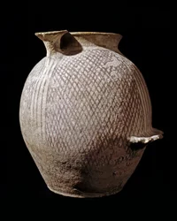 Prehistoire: polykrom keramikvas från Jericho. 3000-2100 f.Kr. Amman, arkeologiska museet, Jordanien