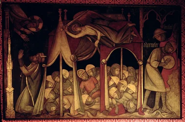 The History of Hezekiah, rekonstruktion av en vägg, en målning ursprungligen i Painted Chamber of the Palace of Westminster
