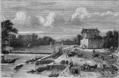 Utsikt över dammen vid Seine i Suresnes