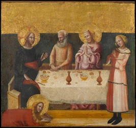 Maria Magdalena tvättar Kristi fötter, cirka 1325-1330 (tempera och bladguld på panel)