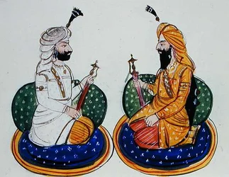 Sardar Sher Singh Attariwala och Maharaja Sher Singh Attariwala, ca 1890 (akvarell på papper)