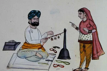 Silk Braid Maker, ca 1890 (akvarell på papper)