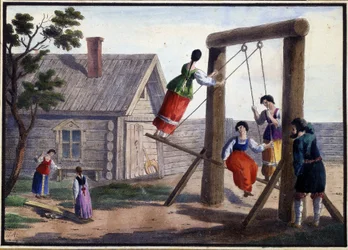 Country nöjen. Målning av Pjotr ​​Alexandrovich Alexandrov (1794-?). Akvarell och tusch på papper