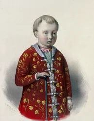 Storhertig Dmitri Alexeevich av Ryssland (1648-1649) (Tsarevich Dmitri Alexeevich av Ryssland). Verk av Pyotr Fyodorovich Borel (1829-1898), litografi cirka 1860. Rysk konst från 1800-talet, nyklassicism. Ryska statsbiblioteket, Moskva.
