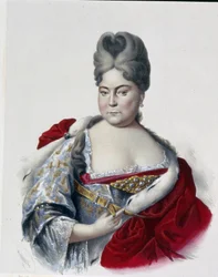 Porträtt av storhertiginnan Natalya Alexeevna av Ryssland (1673-1716), syster till tsar Peter I den store (1672-1725). (Porträtt av storhertiginnan Natalya Alexeevna av Ryssland, syster till tsar Peter den store). Verk av Pyotr Fyodorovich Borel (1829-1898