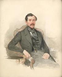 Maximilian de Leuchtenberg, beskyddare och mineralog - Porträtt av Maximilian de Beauharnais, 3:e hertig av Leuchtenberg (1817-1852) - Pjotr ​​Fjodorovich Sokolov (1791-1848). Akvarell på kartong Mått: 25x21 cm Privat samling