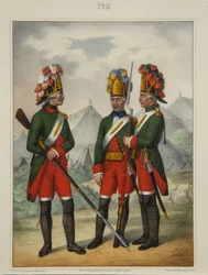 Grenadjärer från Preobrazhensky, Semenovsky och Izmailovsky regemente 1763-1775, början av 1840-talet