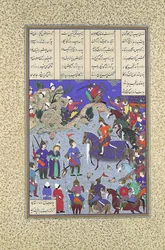 The Khaqan Captive Before Bahram Gur, Folio 578r från Shahnama..., ca. 1530-35.