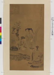 Figurer efter Chen Hongshou (bläck och färg på siden)