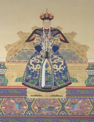 Kejsarinnan Xiao Cheng Ren (1653 - 1674) första gemål till Qingdynastins Kangxi-kejsare (bläck och färg på siden)
