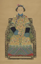 Kejsarinnan Xiaozhen, andra kejsarinnan av Xianfeng-kejsaren (1831-1861) (bläck och färg på siden)