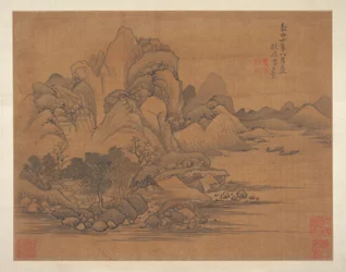 Landscape (albumblad; tusch och färg på siden)