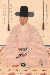 Porträtt av Chae Jegong (1720-1799), lärd, poet och statsråd under kung Jeongjos (1776-1800) regeringstid