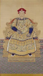 Porträtt av kejsar Yongzheng (1678-1735) (hängande rulle, bläck och färg på siden)