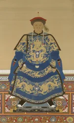 Porträtt av Oboi (ca 1610-1669), regent under kejsar Kangxi (bläck och färg på siden)