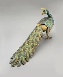 Cloisonné-rökelsekar i form av en påfågel