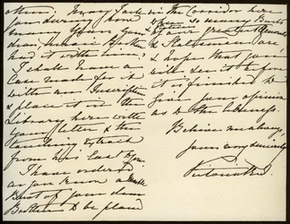 Brev från drottning Victoria till Mary Augusta Gordon, Windsor Castle, 16 mars 1885