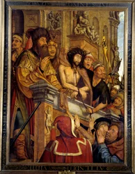 Ecce Homo Pontius Pilatus (Pontius Pilatus) presenterar Kristus för skaran av judar. målning av Quentin Matsys (1466-1530) (ec.flam.) 1500-talet sön. 1,6x1,2 m Madrid, Musee du Prado