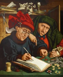Skatteindrivarna. Målning av Quentin Metsys eller Quinten Matsys (1466-1530), omkring 1520. Flamländsk primitiv konst