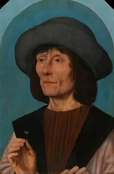 Porträtt av en man med en rosa, 150010.