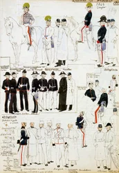 Uniformer of Duchy of Modena 1849, tallrik från Cenni Codex samling av militärskisser i akvarell