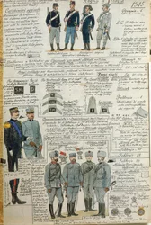 Uniformer i den italienska armén under första världskriget, av Quinto Cenni, färgplansch
