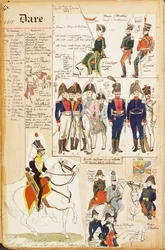Olika uniformer, av Quinto Cenni, färgskylt, cirka 1815