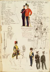 Olika uniformer från Kingdom of Great Britain, färgplatta av Quinto Cenni