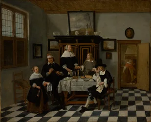 Familjegrupp i en interiör