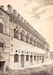 Palazzo Grotanelli, från "Exempel på Frankrikes och Italiens kommunala, kommersiella och gatuarkitektur från 1100-talet till 1400-talet", publ. av W.Mackenzie