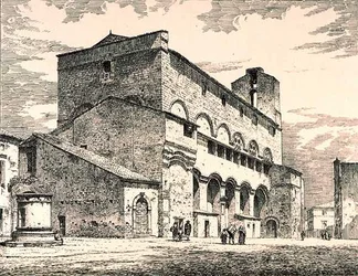Palazzo Pubblico, Orvieto, Italien, från "Examples of the Municipal, Commercial, and Street Architecture of France and Italy from the 12th to the 15th Century", publicerat av W.Mackenzie.