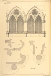 Fönster i klostersalen i Cluny, från "Examples of the Municipal, Commercial, and Street Architecture of France and Italy from the 12th to the 15th Century", 1841.