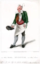 Mr Gattie som Monsieur Morbleu i Monsieur Tonson, 1822.