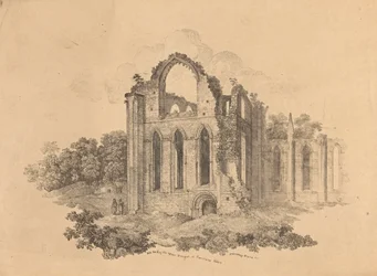 N.E. Slutet av övre tvärskeppet vid Fountains Abbey