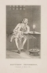 Matthew Henderson, mördare i sin cell år 1746 (gravyr)