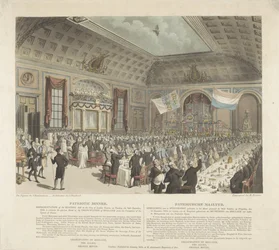 Patriotisk måltid i London, 1813 Patriotisk middag. Representation av mötet som hölls på City of London Tavern, tisdagen den 14 december 1813 (...) / Patriotische Mealtyd. Bild på mötet som hölls på hotellet som heter City L