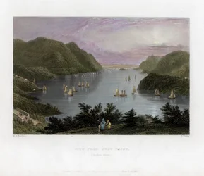 Hudsonfloden sett från West Point, USA, 1837.