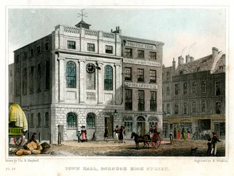 Rådhuset, Borough High Street, Southwark, London, 1830.