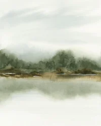 Spegelbild i den dimmiga skogen