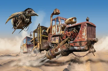 Steampunk-flygning över öknen
