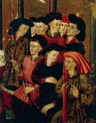 Predikning, detalj från San Bernardino altartavla, av Joan Figuera och Tomas Rafael (verksam under andra hälften av 1500-talet), tempera på panel, 399x253 cm. Detalj.