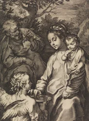 Den heliga familjen med grötskålen, ca. 1580-ca. 1614.