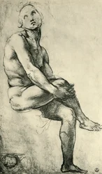 Sittande manlig naken, 1509-1511, 1943.